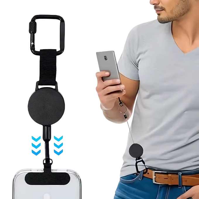 📱 Retractable Phone Tether – Clip-On Anti-Loss Holder for Travel & Outdoor Adventures