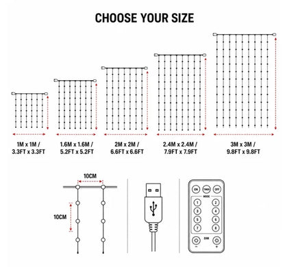 🎄Smart LED Curtain Lights — Programmable Holiday Display