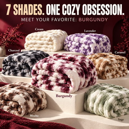 Premium Bubble Fleece Throw Blanket, Color Block Design Soft Sofa Blanket for Luxury Home