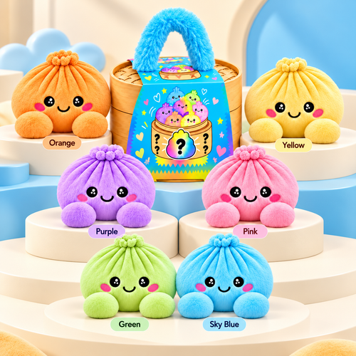 🥟 Mystery Dumpling Squishy – Pop the Lid & Meet Your Surprise Plush 🌈