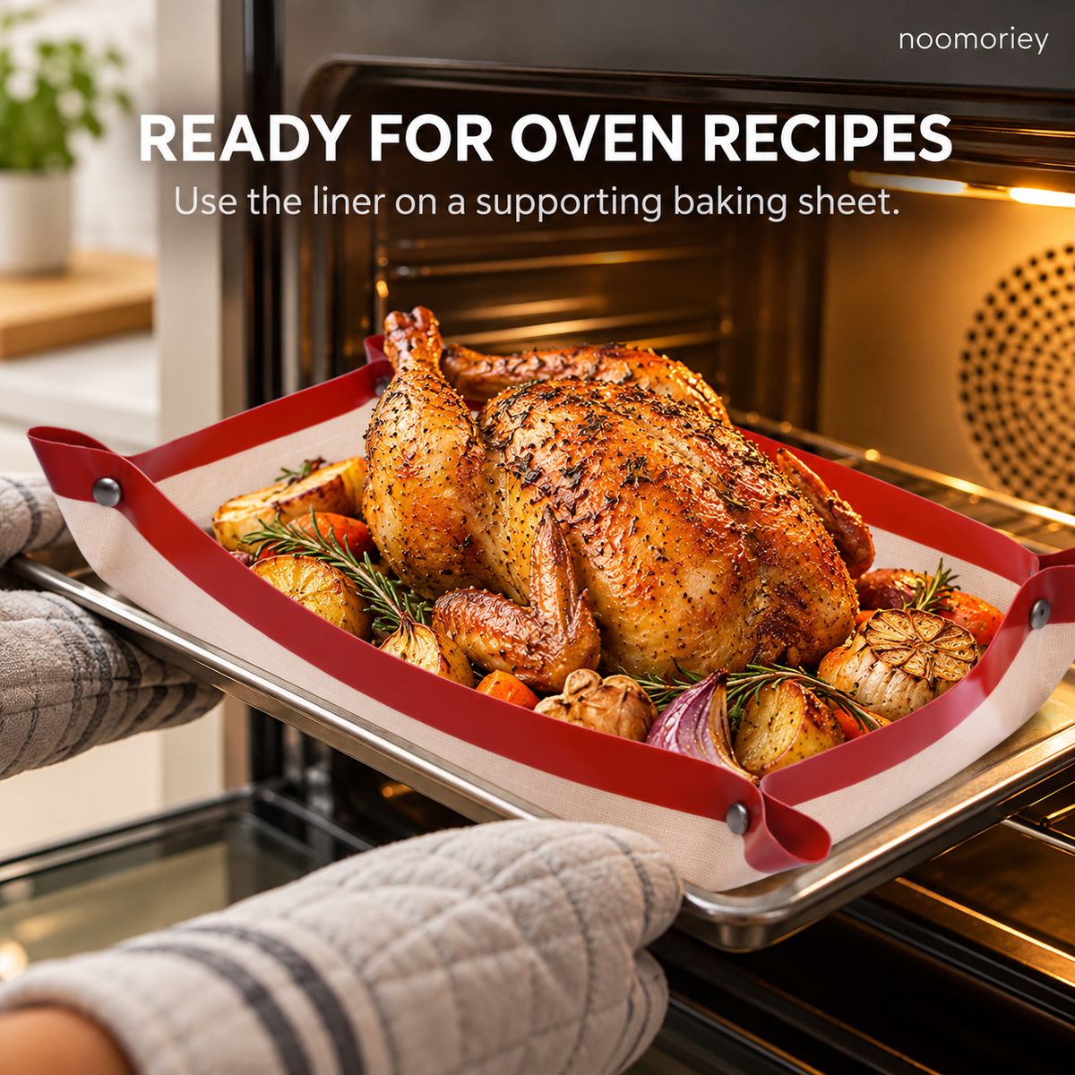🍪✨ 2-in-1 Snap-Up Silicone Baking Mat – Nonstick Oven Liner for Easier Roasting & Cleanup 🍗