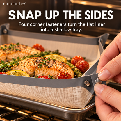 🍪✨ 2-in-1 Snap-Up Silicone Baking Mat – Nonstick Oven Liner for Easier Roasting & Cleanup 🍗
