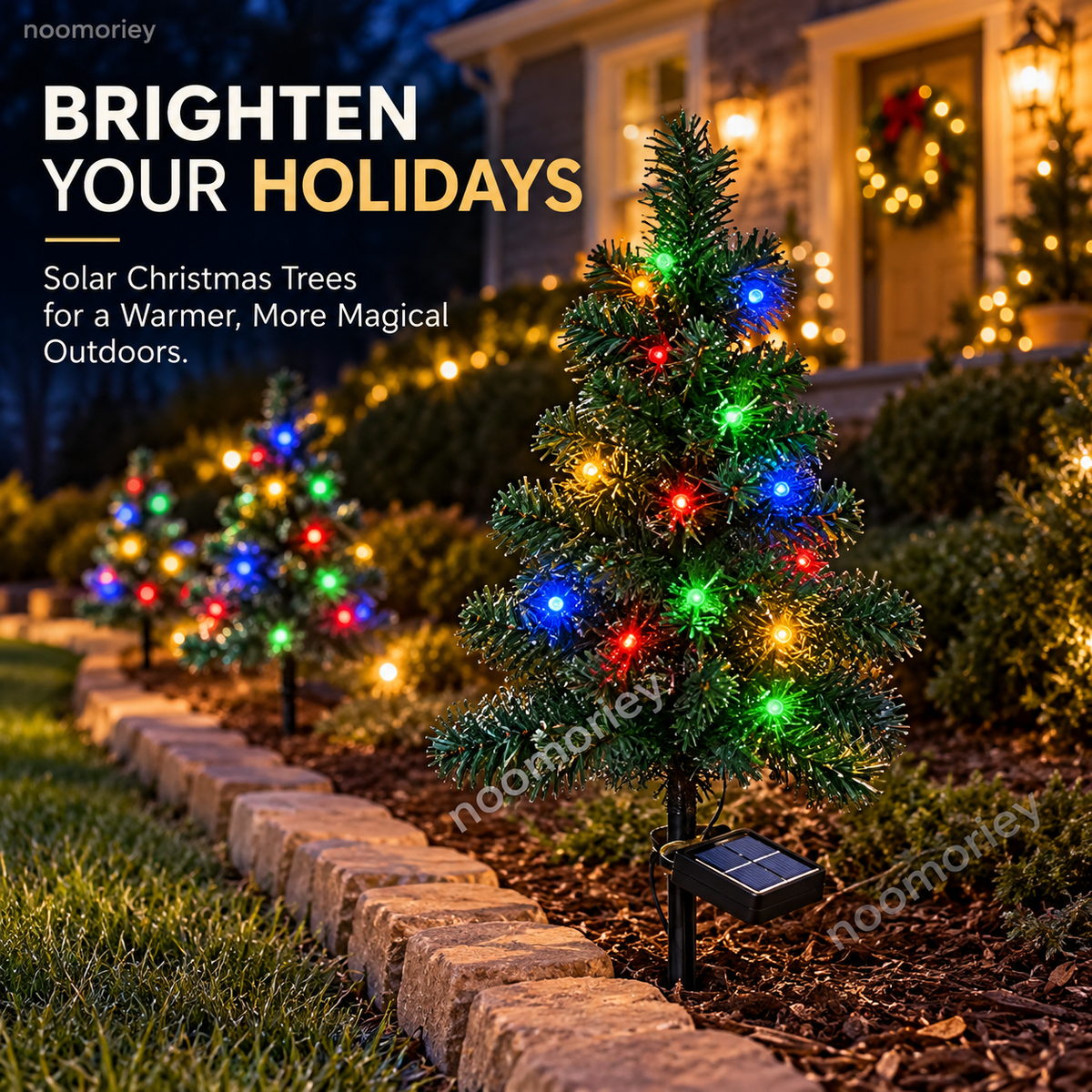 🎄 Solar Christmas Tree Stake Lights – Multicolor Outdoor Holiday Decor | 1 or 4 Trees