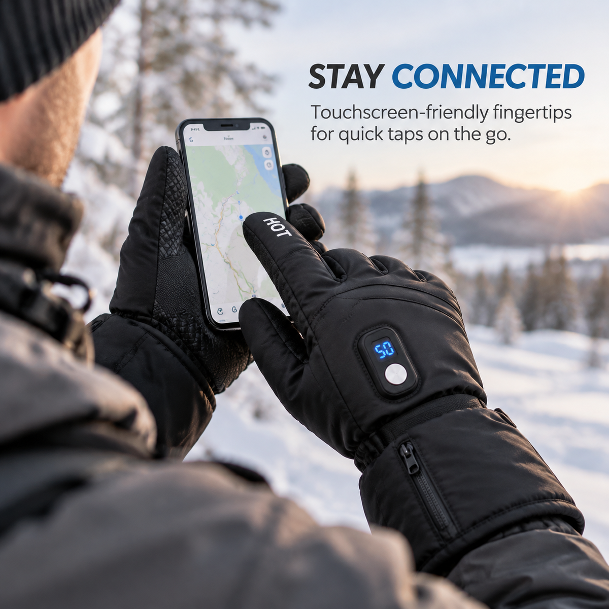 🔥 Rechargeable Heated Gloves — 3000mAh Battery, 3 Heat Levels & Touchscreen Control