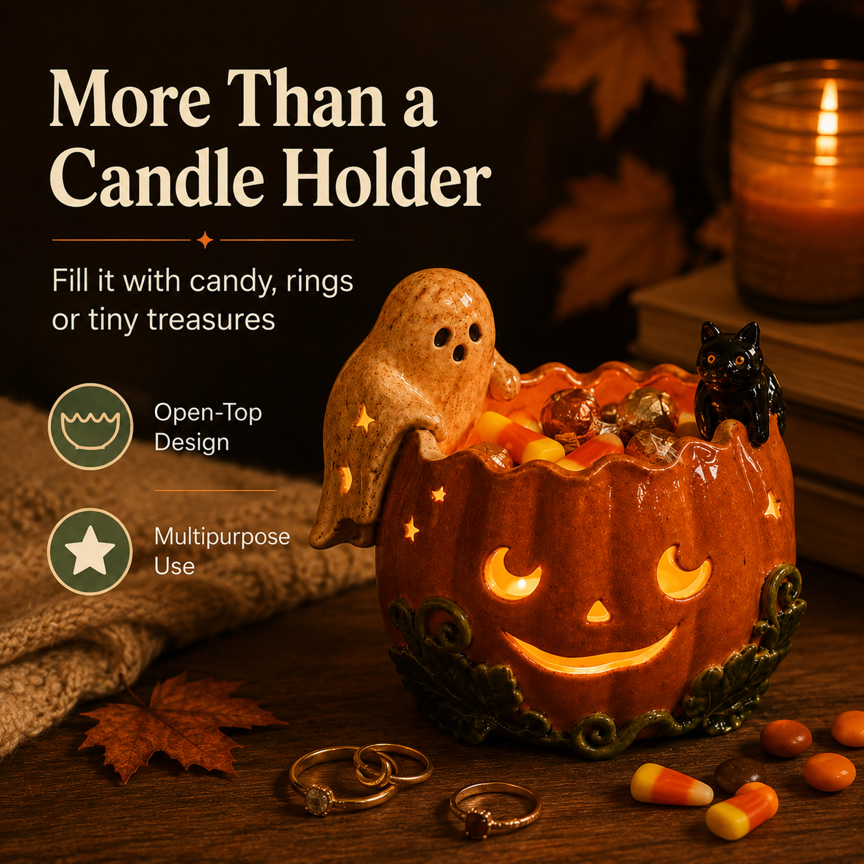 ✨Whimsical Ceramic Pumpkin Holder🎃