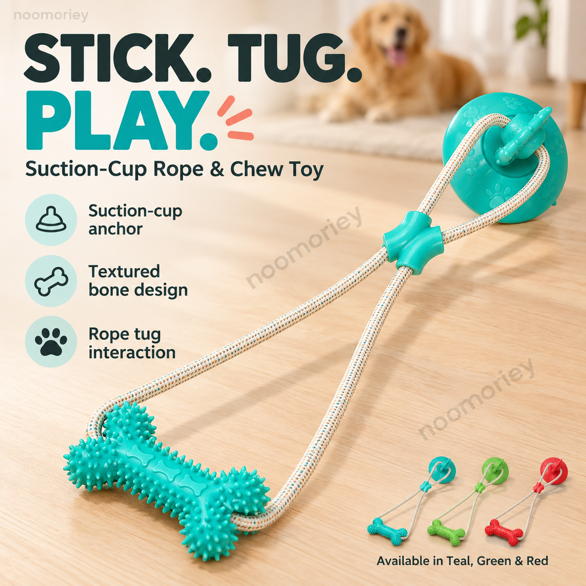 🐾Interactive Suction Cup Dog Tug Toy – Braided Rope Chew Toy with Textured Bite Grip for Indoor Play