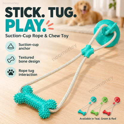 🐾Interactive Suction Cup Dog Tug Toy – Braided Rope Chew Toy with Textured Bite Grip for Indoor Play