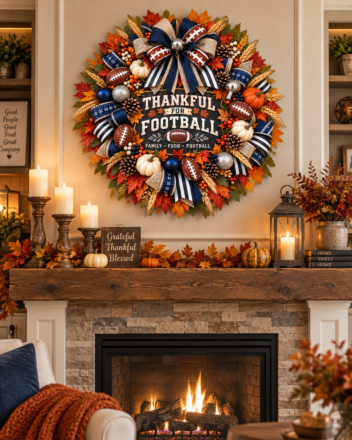 🏈🪷Thanksgiving Football Wreath, Best Front Door Wreath of 2026