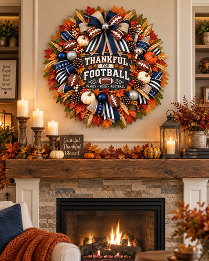 🏈🪷Thanksgiving Football Wreath, Best Front Door Wreath of 2026