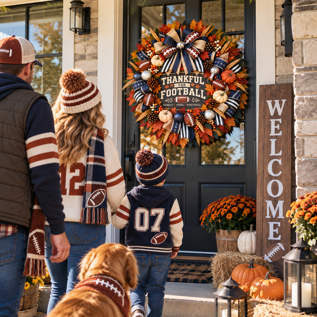 🏈🪷Thanksgiving Football Wreath, Best Front Door Wreath of 2026