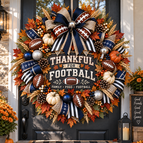 🏈🪷Thanksgiving Football Wreath, Best Front Door Wreath of 2026