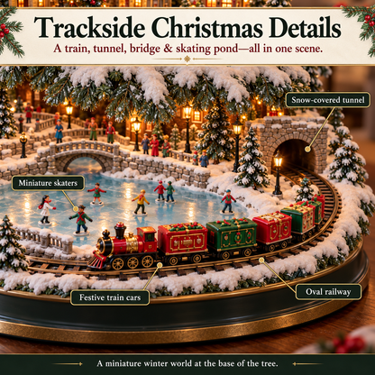 🎄 Lighted Christmas Village Tree – 3-Tier Holiday Village with Train, Carousel & Warm Glow