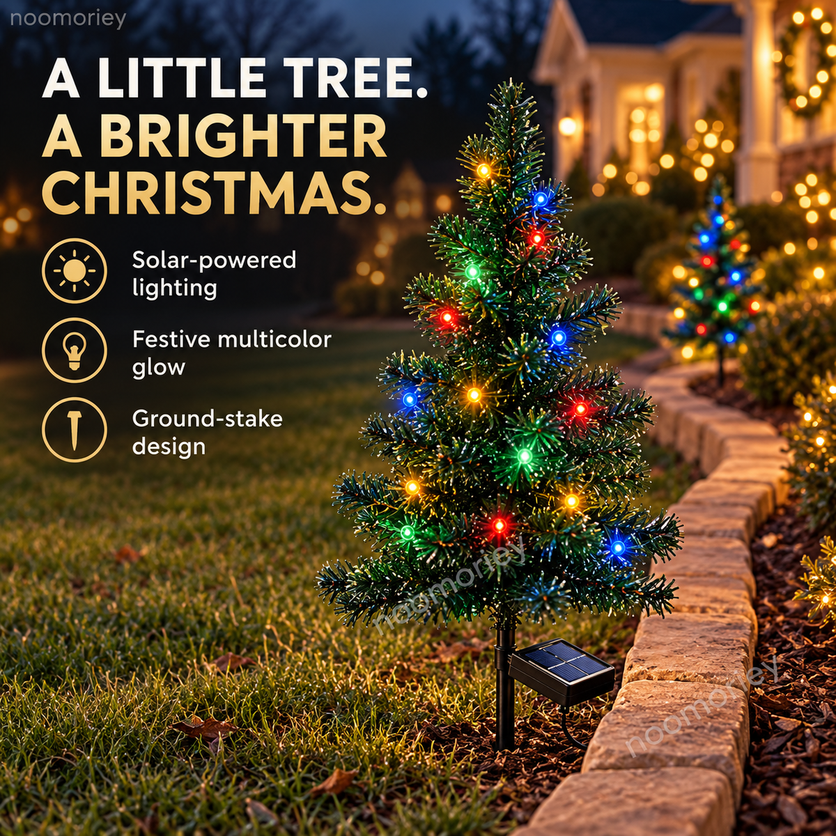 🎄 Solar Christmas Tree Stake Lights – Multicolor Outdoor Holiday Decor | 1 or 4 Trees