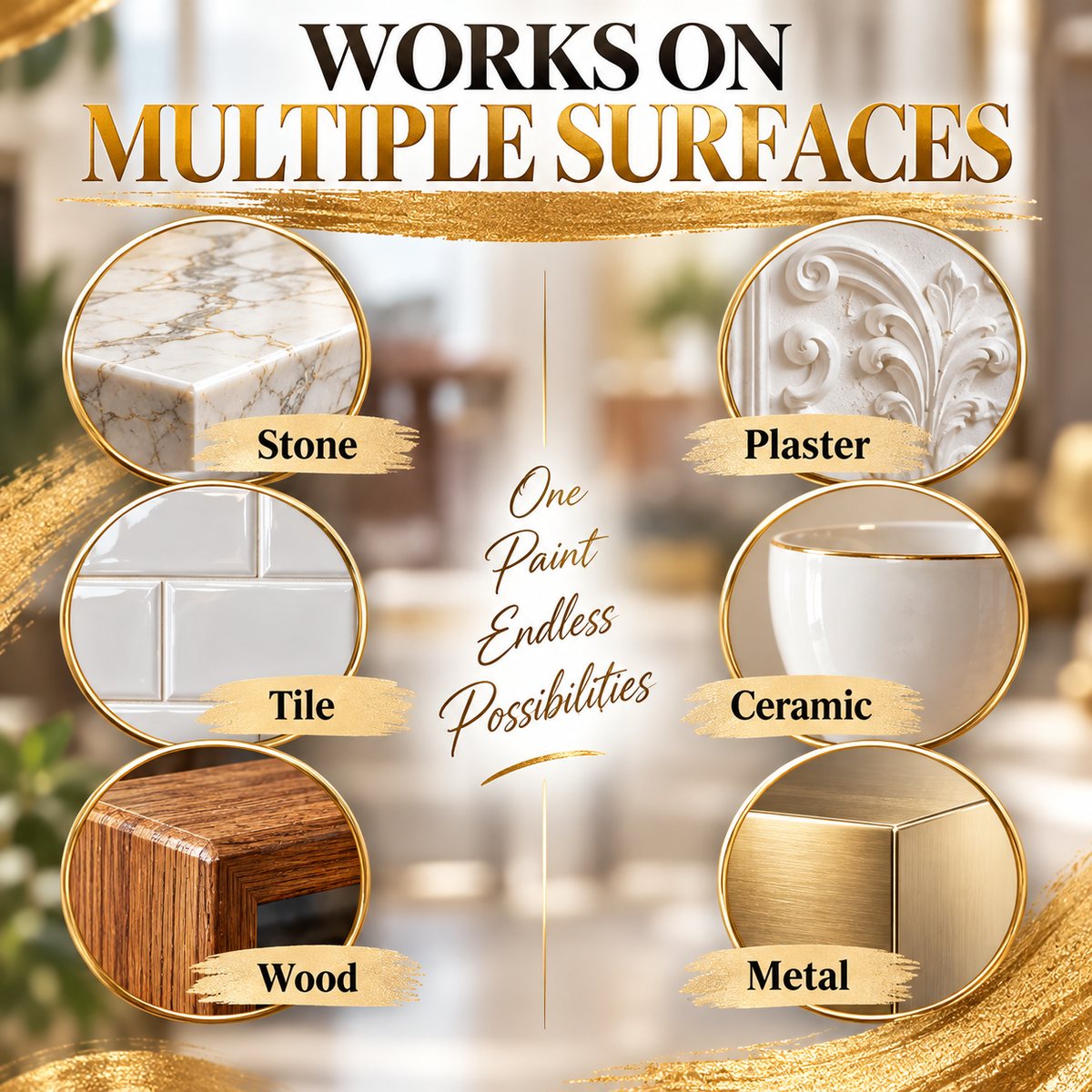 ✨ Metallic Gold Finish Paint – Rich Shimmer for Furniture, Décor & DIY Projects