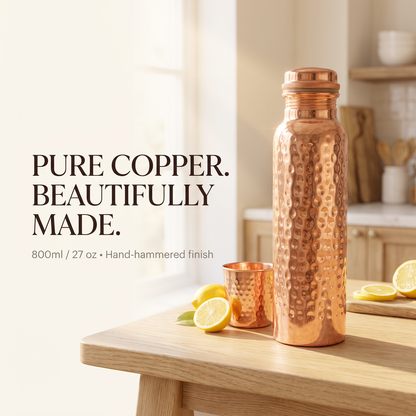 ✨Pure Hammered Copper Water Bottle 800 ML - Ayurvedic Detox Bottle