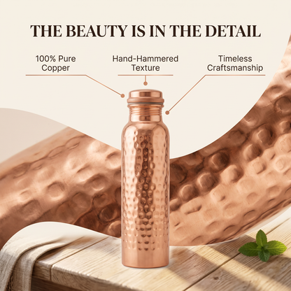 ✨Pure Hammered Copper Water Bottle 800 ML - Ayurvedic Detox Bottle