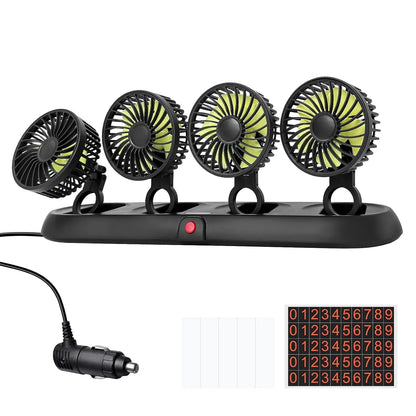 🚗Portable 4-Head Car Cooling Fan - 3-Speed Adjustable