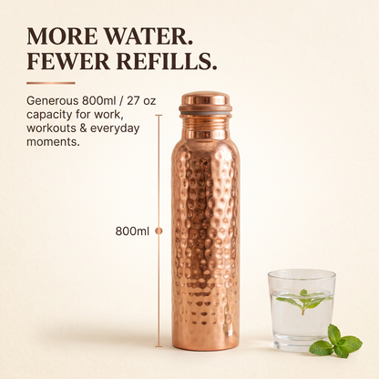 ✨Pure Hammered Copper Water Bottle 800 ML - Ayurvedic Detox Bottle