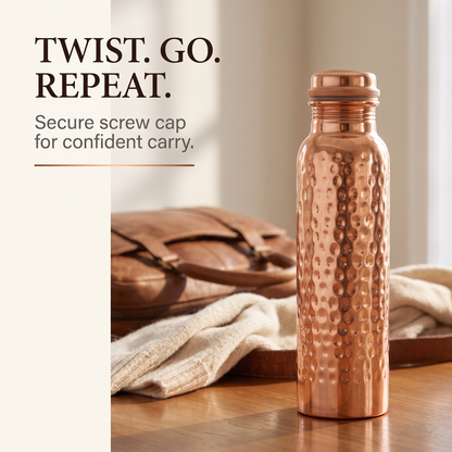 ✨Pure Hammered Copper Water Bottle 800 ML - Ayurvedic Detox Bottle