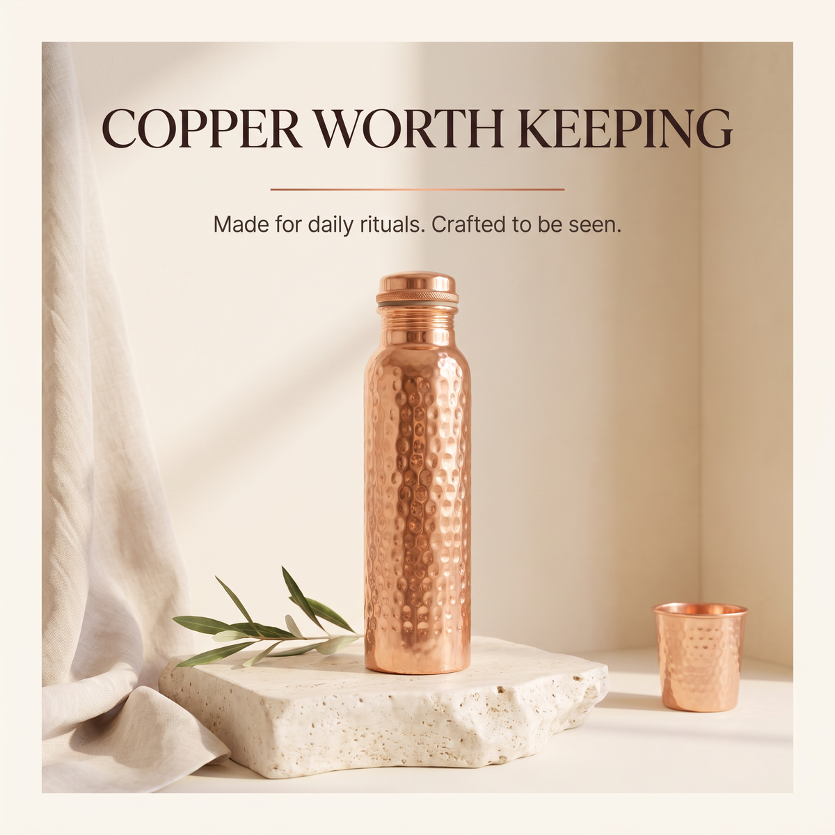 ✨Pure Hammered Copper Water Bottle 800 ML - Ayurvedic Detox Bottle