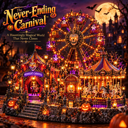🎃👻Haunted Halloween Wonderland – Light-Up Ghost Train Village & Spooky Carnival Display