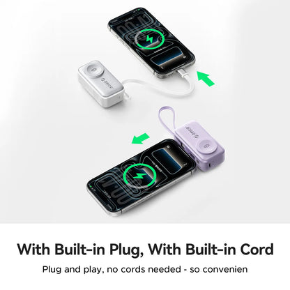 4-in-1 Folding Chargeable Portable Power Bank with Integrated Cable