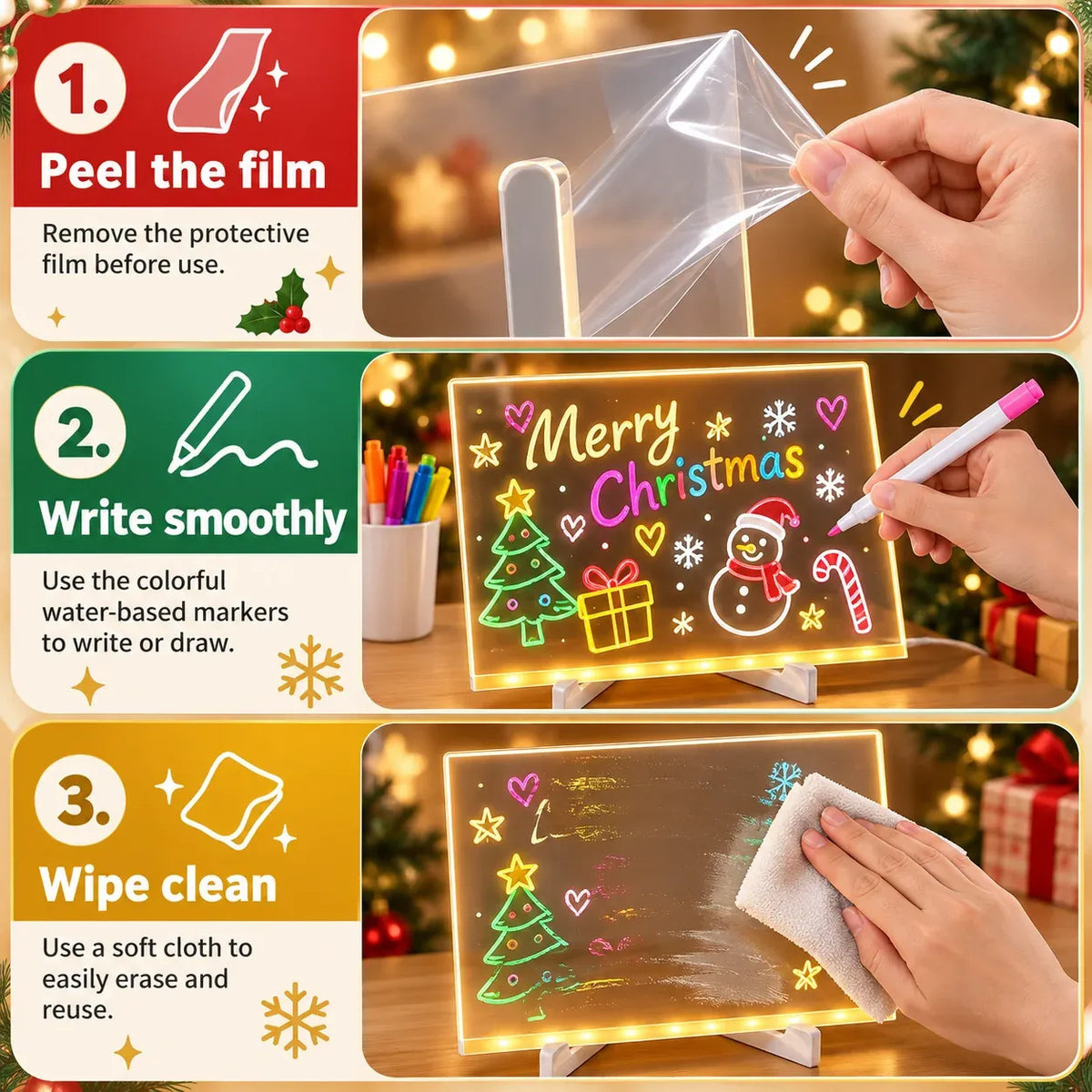 ✨ Reusable Acrylic LED Message Board – Write, Glow & Create