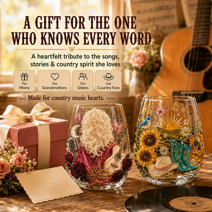 🤠 Queen of Country 1946–2026 3D Glass Collection | 8 Inspired Country Designs with Raised Guitars, Butterflies, Boots, Florals & Vintage Music Details 🎸✨