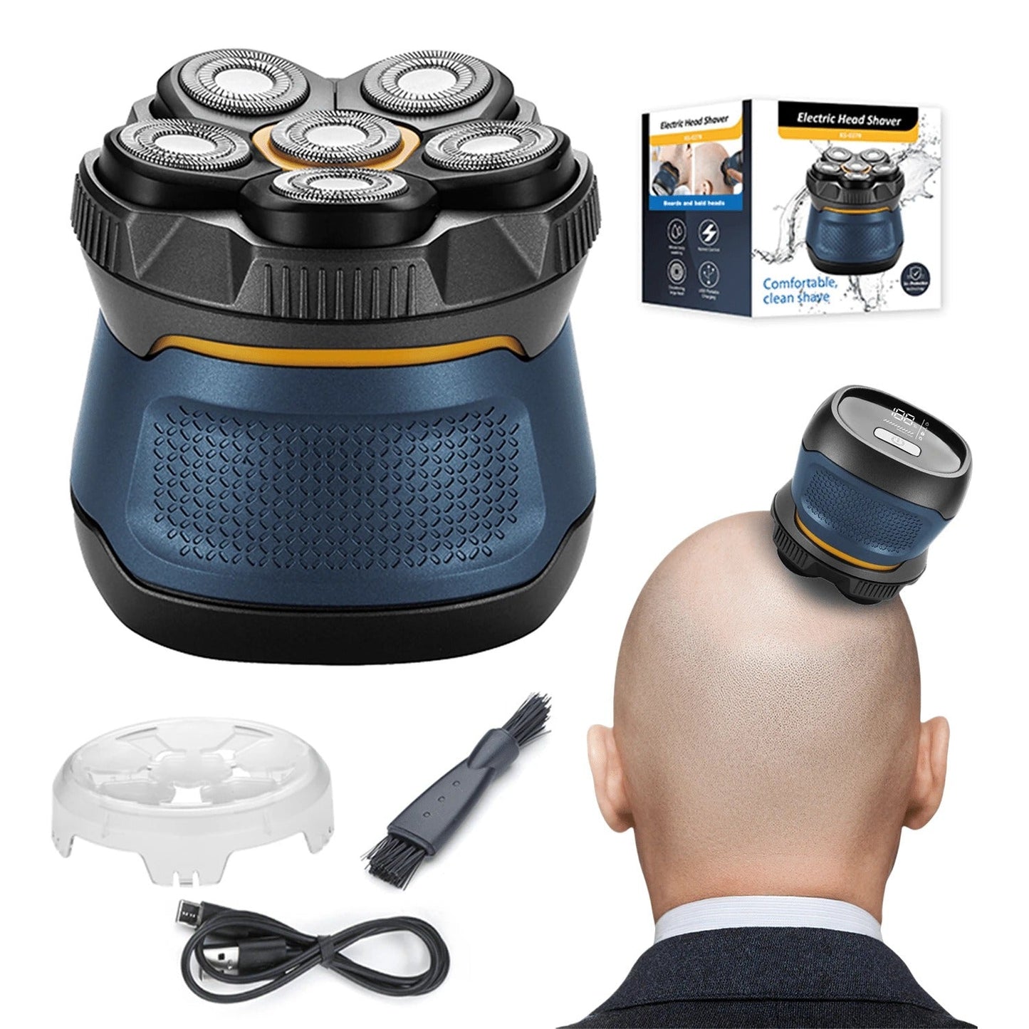 🪒 6-Blade Cordless Head Shaver – Smooth Wet & Dry Shaving