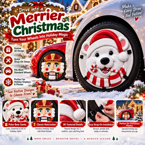 🎃Turn Your Car Into a Christmas Display – Festive 3D Wheel Covers🎄