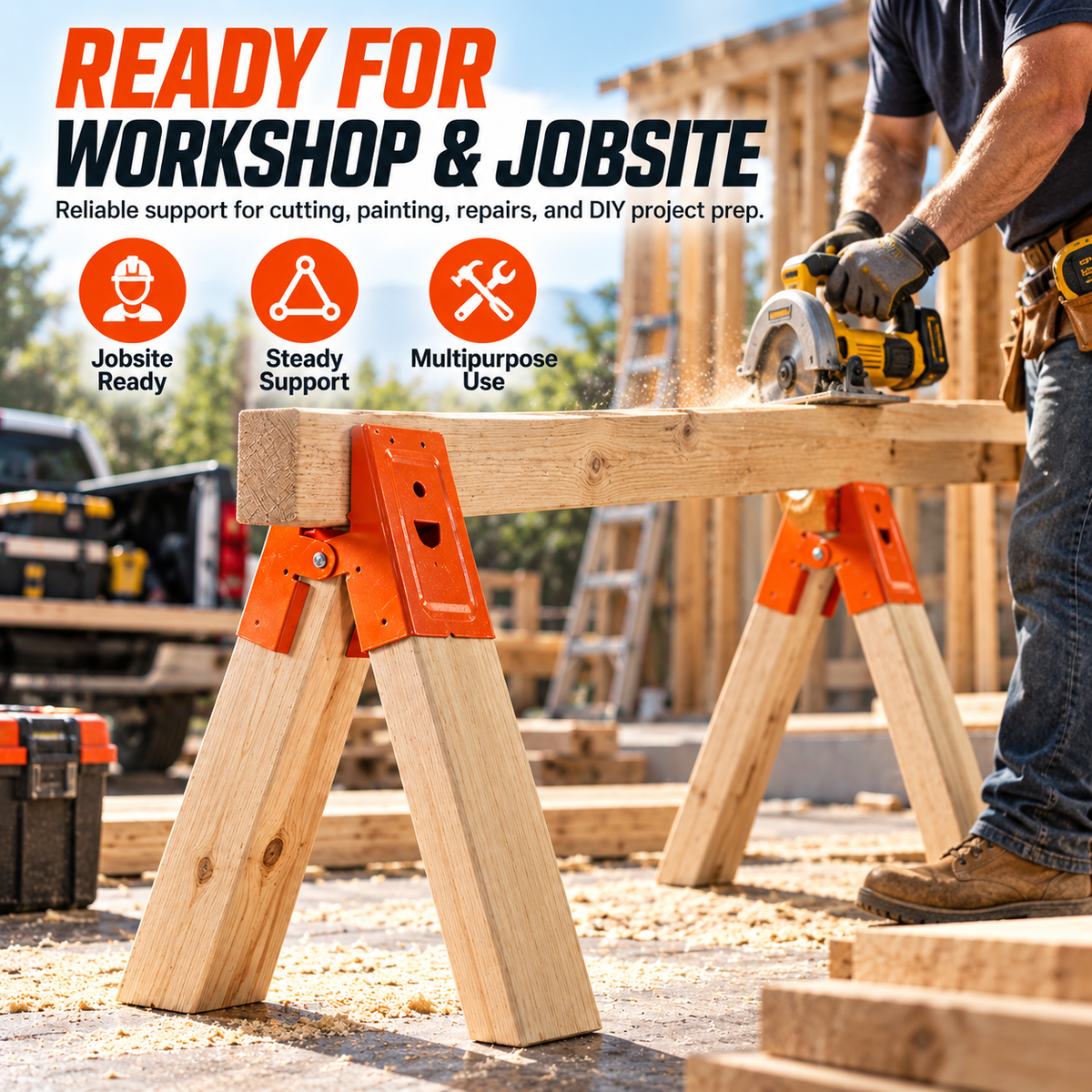 🛠️2PCS Heavy Duty Sawhorse Brackets with Clamp