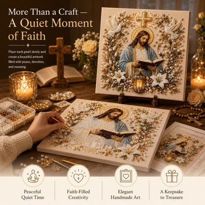 🔥Limited time 70% OFF -✝️ DIY Jesus Pearl Art Kit | 3D Pearl-Style Christian Artwork for Prayer Corners & Faith Gifts