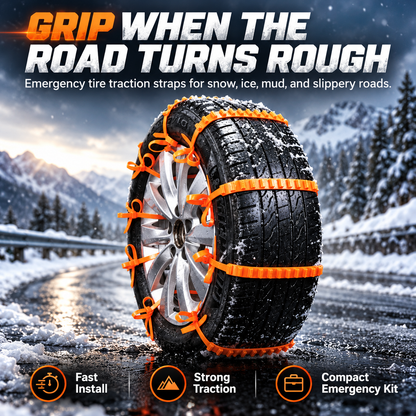 Emergency Tire Traction Straps – Snow, Ice & Mud Roadside Backup ❄️