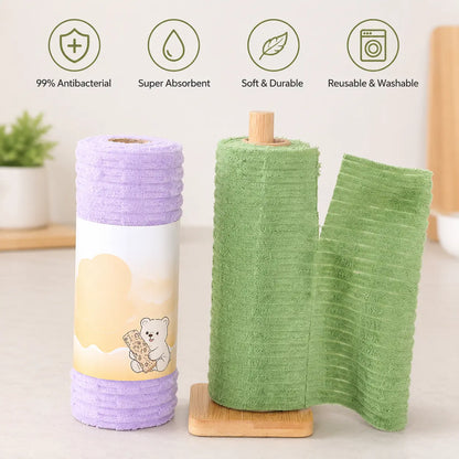 🧽 Tearable Reusable Cleaning Cloth Roll – Washable Absorbent Towels for Kitchen & Home