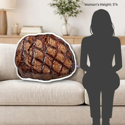 Grilled Steak Pillow | All About Vibe – Life-Like 3D Meat Throw Pillow | Funny Aesthetic Room Decor & Foodie Gift