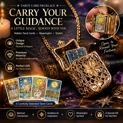 ✨ Secret Tarot Locket Necklace – Vintage Pendant with Mini Tarot Cards