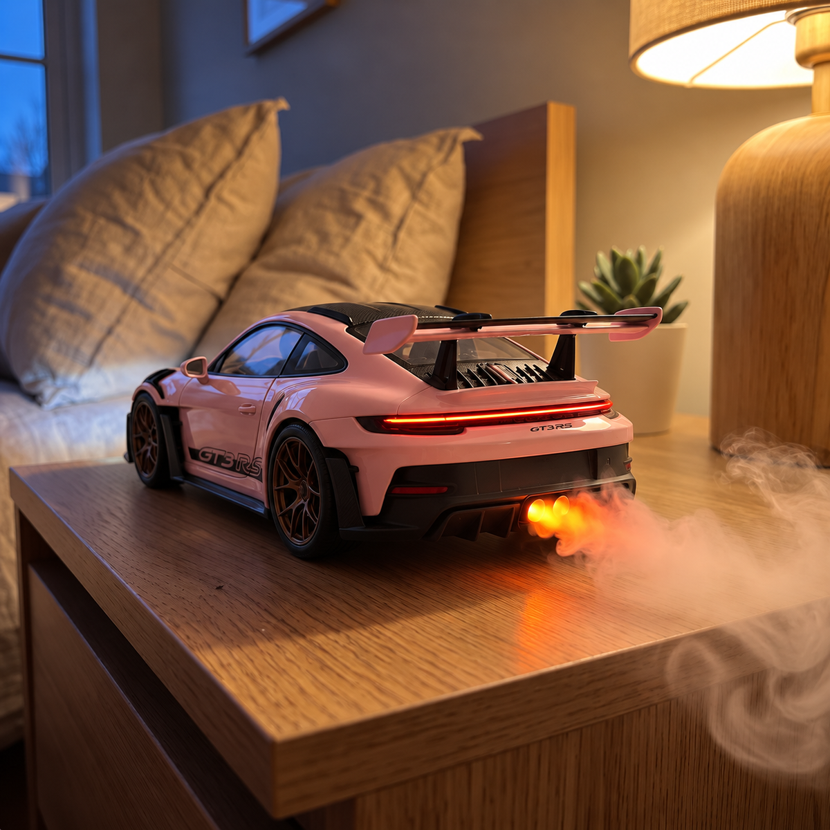 🏎️💨 Sports Car Exhaust Mist Humidifier – LED Light-Up Desk Decor & Unique Gift for Car Lovers 🎁
