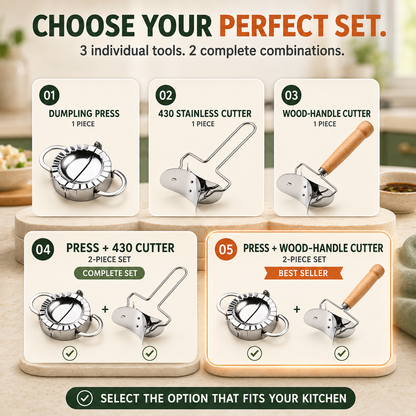 🥟 Steel DumStainless pling Maker & Dough Cutter Set – Roll, Fill, Press & Seal with Ease