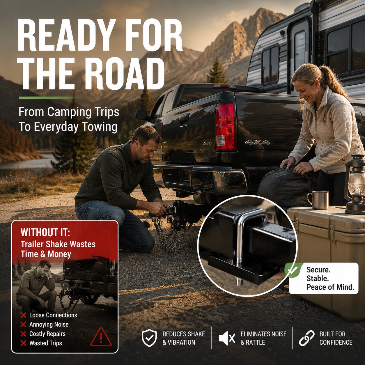 Heavy-Duty Trailer Hitch Anti-Rattle Stabilizer