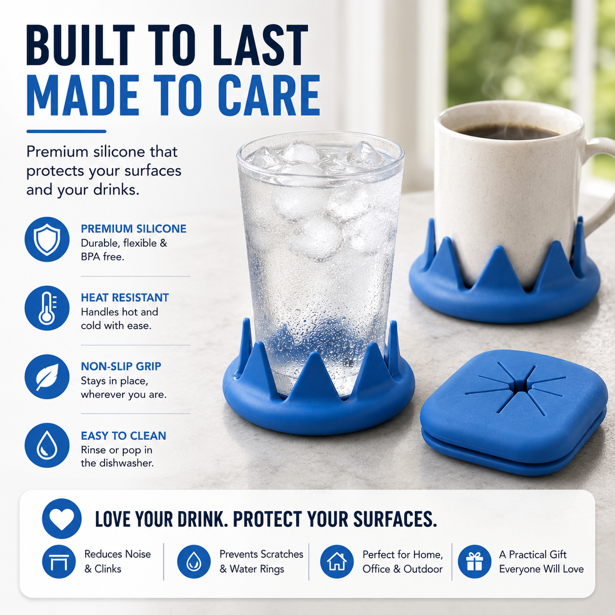 Closer Coaster: The Coaster That Follows Your Drink – Non-Slip, Reversible Silicone Coaster