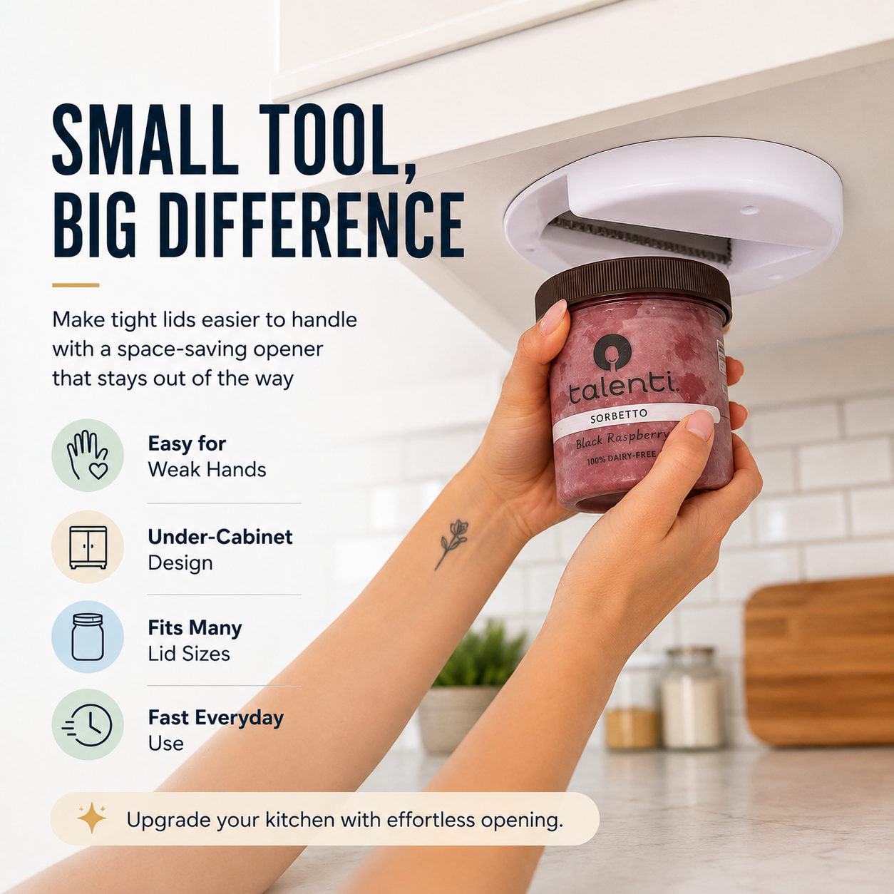 🔓 Under-Cabinet Jar Opener – Easy-Grip Lid Opener for Effortless Kitchen Use