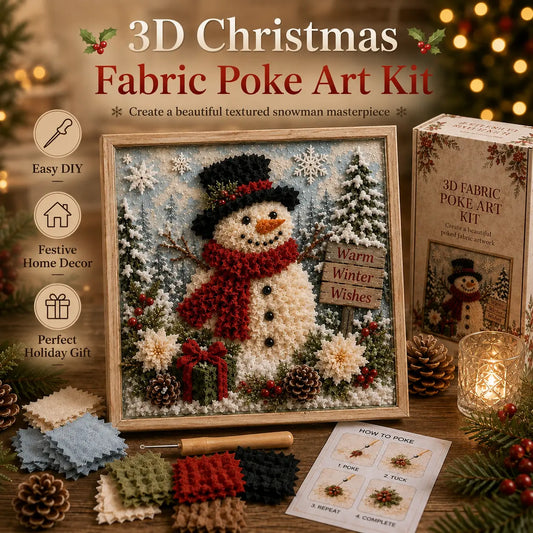 ⛄ CHRISTMAS SPECIAL✨ | DIY Snowman Fabric Poke Art Kit – Handmade 3D Holiday Decoration Craft Set