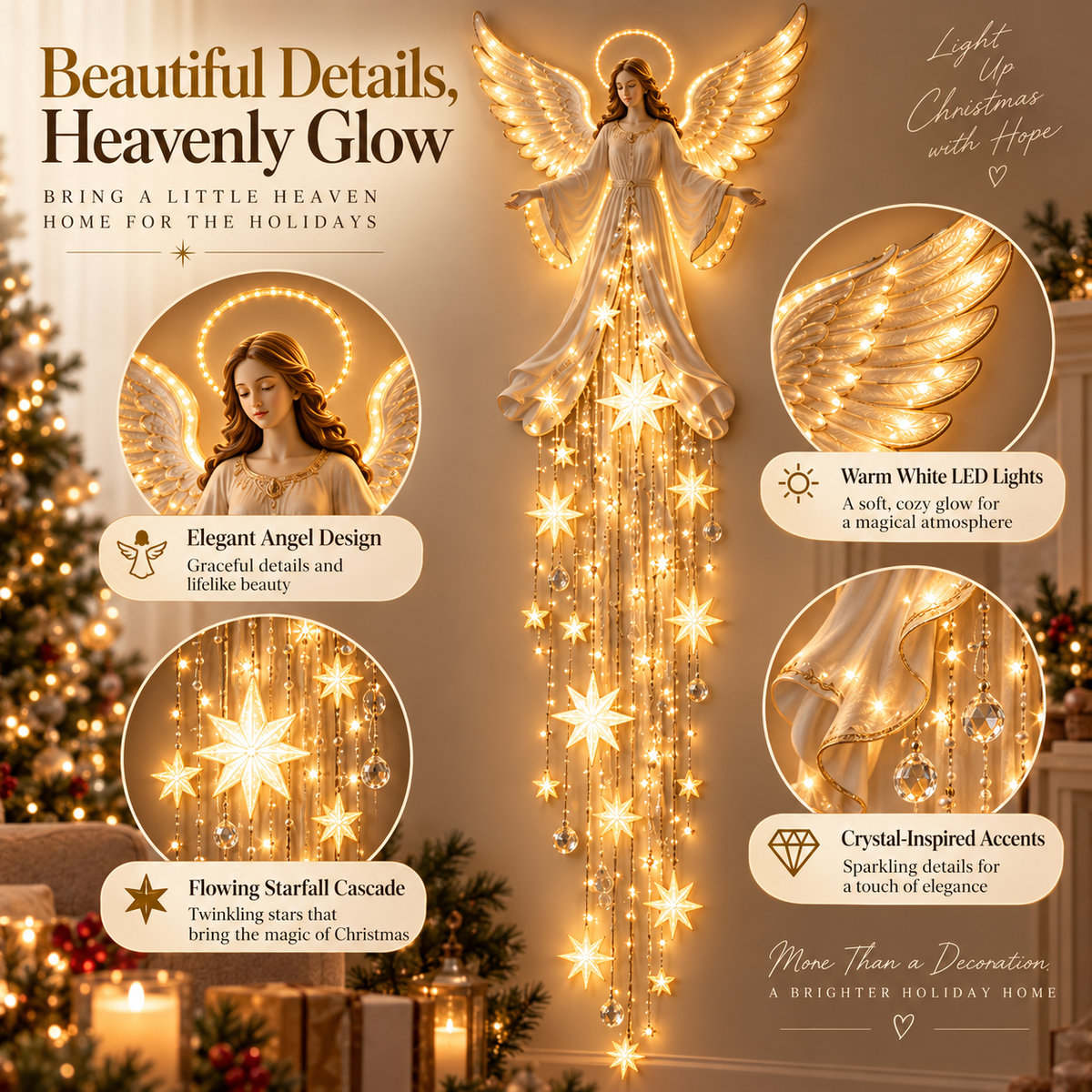 ✨Last Day 49% OFF✨ Angel Blessing Starfall Wall Light™ – Heavenly Christmas Wall Decor