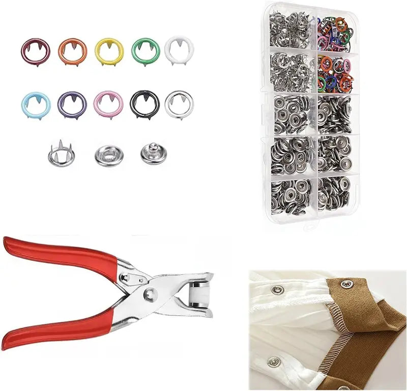 100PCS Snap Fastener Kit with Pliers – Easy Clothing Repair & DIY
