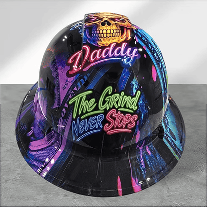 🔥 Blue Collar Daddy Hydro-Dipped Hard Hat – The Grind Never Stops
