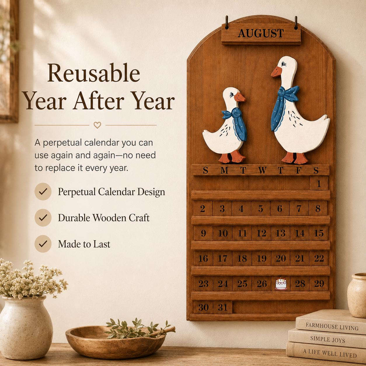 📅Goose Welcome Perpetual Farmhouse Calendar