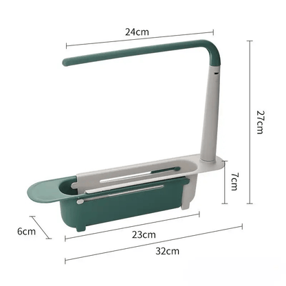 🧽 Telescopic Sink Storage Rack – Adjustable Draining Organizer with Towel Bar