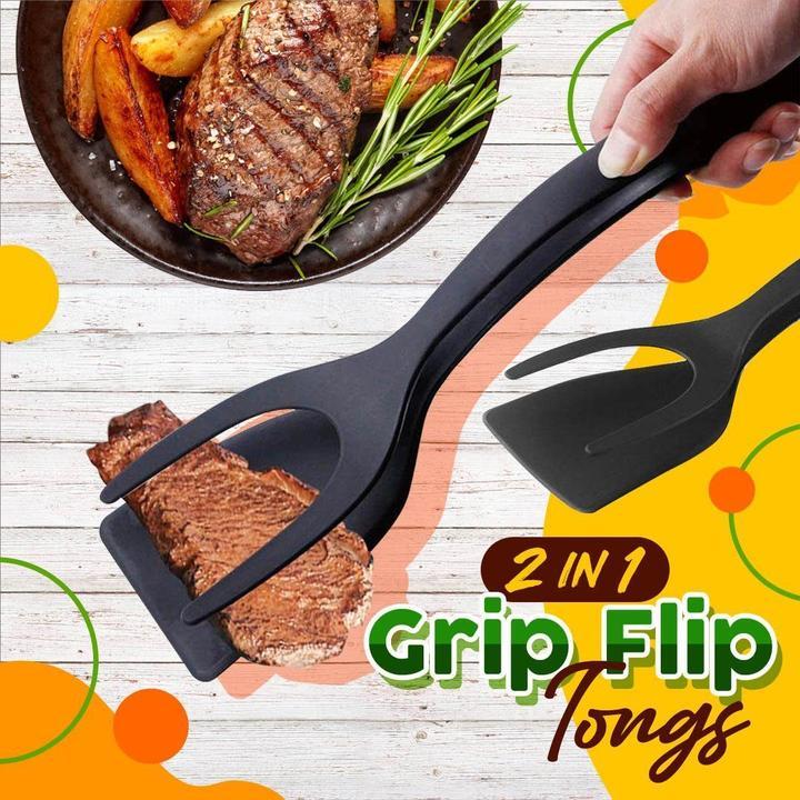 2-in-1 Grip & Flip Tongs – Stop Fighting With Awkward Flips