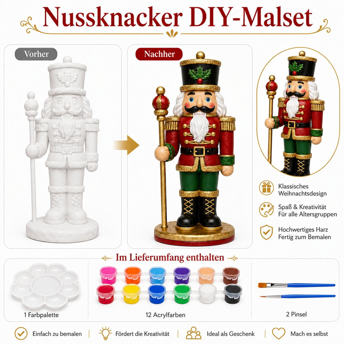 🎨 Anfängerfreundliches DIY-Weihnachtsfiguren-Malset | Gestalte deine eigene festliche Weihnachtsdekoration 🎄💕