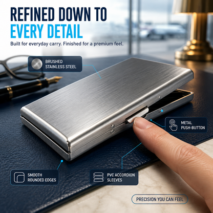 🔒RFID-Blocking Stainless Steel Card Wallet – Organized, Secure & Pocket-Ready